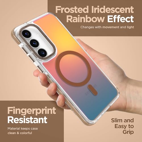 Image of Magnetic Case for Samsung Galaxy S25 FE 5G [Compatible with Magsafe] [Cute Fashion Fluorescent Design] [1 Screen Protector] Slim Translucent Matte Case for Galaxy S25 FE 5G 6.7 inch, Desert