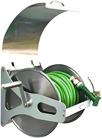 JvFbjLF Rotating Garden Hose Reel, Wall/Floor Mounted Hose Butler Holder ，Outdoor Stainless Steel Swivel Stand(Green,40m Water Pipe Reel Set)