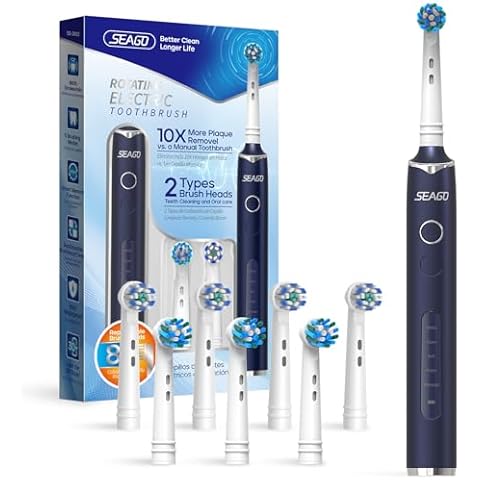 Seago SG-2603 Electric Toothbrush with 8 Heads Cover