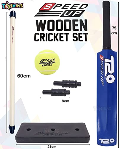Image of Toyshine Speed Up T-20 Combo Box Cricket Kit for Kids (Bat Size: 4, 5-10 yrs) Outdoor Sports Toy Gift for Boys Girls Picnic Fun - Blue- SSTP