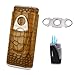 AMANCY Classy Brown Crocodile Pattern Leather Cigar Tube Case with Cutter Gift Set
