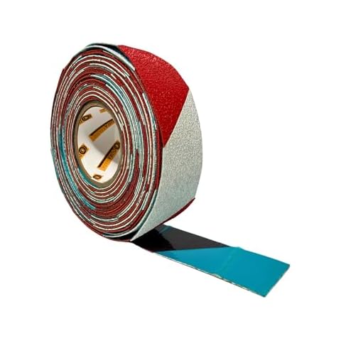 DuraMark EC-700 Hazard Safety Warning Stripe Tape - Durable Outdoor Heavy Duty Rubber Base, Reflective Slip Resistant Bast Certified for Pavement Marking, Hazardous Areas (Red & White, 2" X 36') Cover