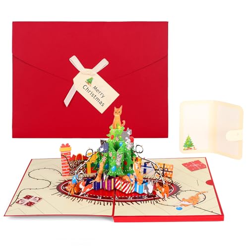 Biglietti di Natale Pop Up: Biglietti d’auguri Musicali Dotati di Musica e Luci, con un Accattivante Design di Albero di Natale 3D Pop Up. Un Regalo Festivo Unico e Speciale per le Vacanze di Natale