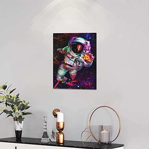 Space Boys Room Wall Decor Outer Space Astronaut Pictures Wall Art Canvas Print Space Themed Decor For Boys Bedroom Living Room Framed 12"X16" #TOP1