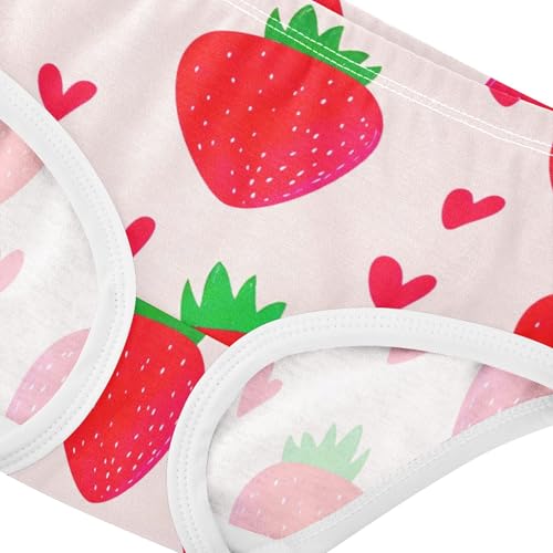 Toddlers Underwear Floral 2t Cotton Little Girl Panties Fun Print Briefs Undies Kids Red Strawberries Hearts Pink4