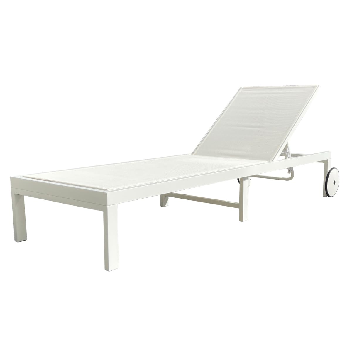 MOMMA HOME Tumbona Jardin Exterior - Reclinable 5 Posiciones, para Piscina y jardín, Ruedas de Aluminio, Textilene Tumbona Plegable, 196x65x30,5/83 cm (Blanco)