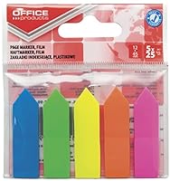 Office Products 14223737-99 Index Haftstreifen Pfeil Tabs Sticker Lesezeichen/Mini-Haftmarker aus 60 μm PP-Folie/ 12x45 mm/ 5x25 Blatt/Textstreifen Beschreibbare