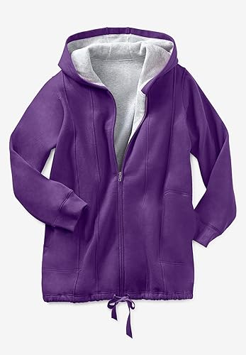 Woman Within Plus Size Thermal Waffle Lined Fleece Hoodie Oversized2