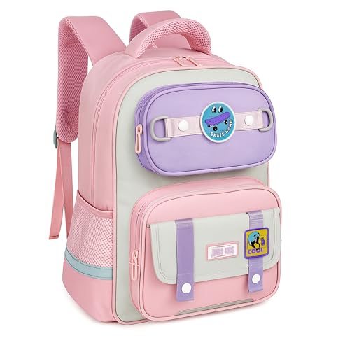 Image of Storite School Bag for Kids Girls 14L| Skateboard Theme Backpack for Boys & Girls |Lightweight Durable Backpack with Cartoon Patches |Casual Travel Bag for Class 5-8 Students