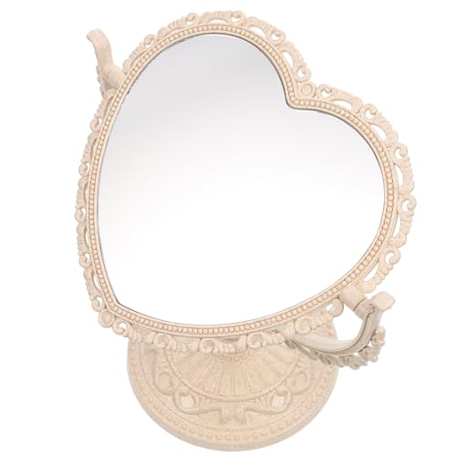Espejo para maquillaje de mesa forma corazón beige miniatura 4