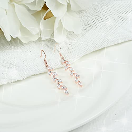 Handmade Leaf Earrings Crystal Wedding Dangle Earrings Brides Bridesmaid Gift for Women4