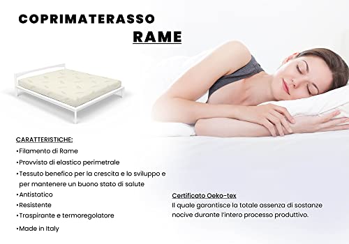 MB HOME ITALY Mattress Cover, Thermocontrol, White, Small Double 120x200 cm, Copper, Single 90x200 cm - Image 3