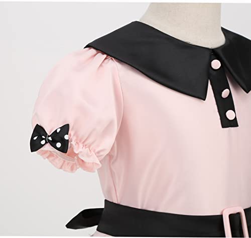 Yolsun Girls' Pink 50'S Costume With Polka-Dot Printed Scarf (10-12 Years, Pink) #TOP2