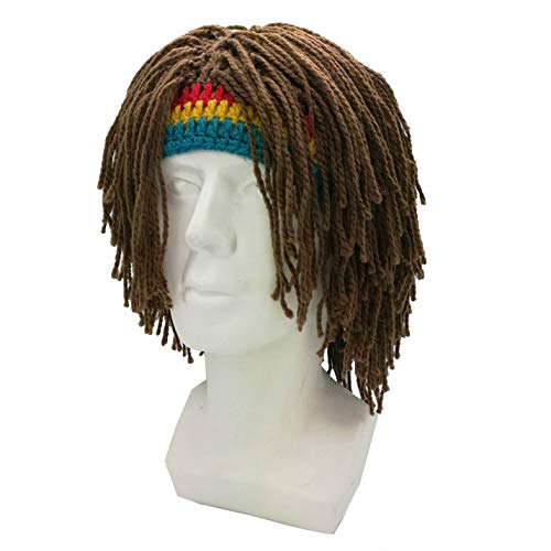 Image of Funny Rasta Wig Beard Hats Knitted Jamaican Rasta Beanie Hat with Dreadlocks Christmas Halloween for Men Women