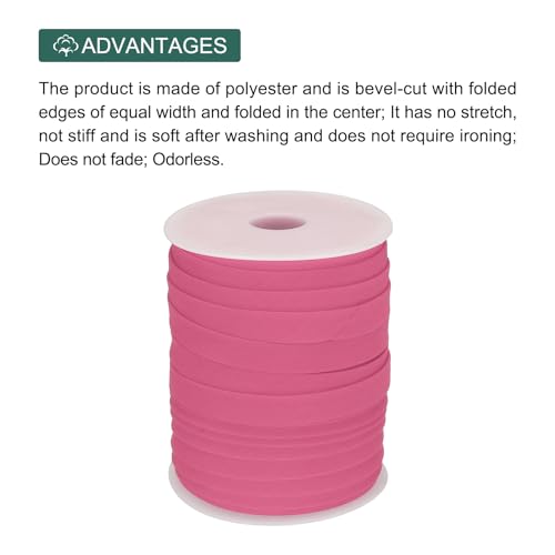 Ruban de biais continu polyester double pli rose rouge 50m - 3