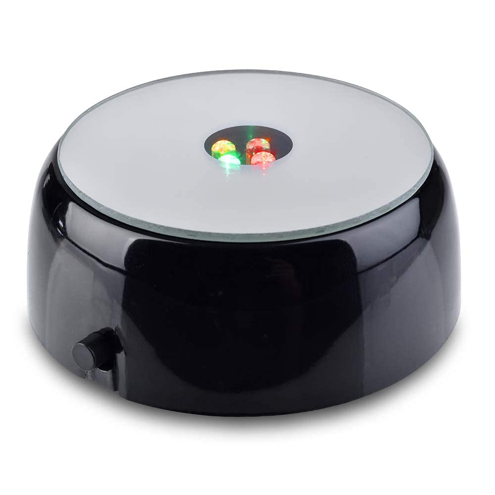 ASENTE ColorChanging LED Crystal Round Display Base w/Mirror Top 3