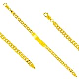 14K Curb 150 Shiny ID 7" Italian Yellow Gold Bracelet