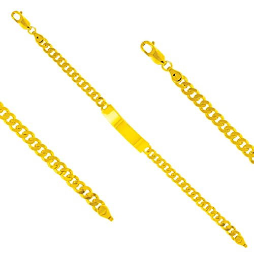 14K Curb 150 Shiny Id 7" Italian Yellow Gold Bracelet #TOP23