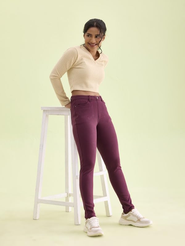 Image of GO COLORS Women Solid Super Stretch Warm Jeggings