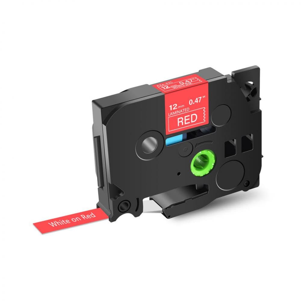 Laminated Tape 12mm for Tze-Label Tape TZE231 for Labeling Printers PTH110 P710BT H105(White on Red)