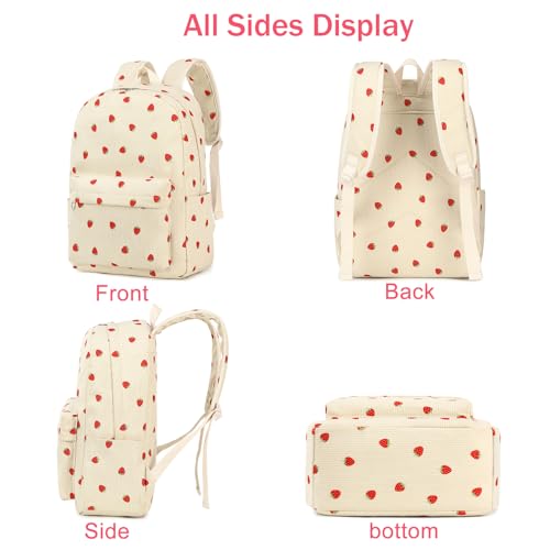 Kids Backpack for Girls Women School Bag Laptop Backpack Casual Daypacks with Lunch Box Pencil Case for Preschool Kindergarten Elementary Bookbag, Strawberry4