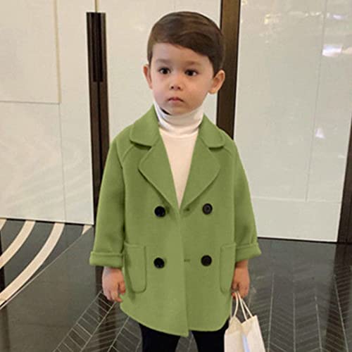 Toddler Kids Baby Girl Boy Plaid Solid Coat Elegant Notched Collar Double Breasted Jacket Wool Coat Trench2
