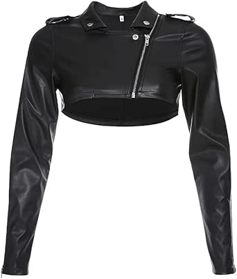 Amazon.com: Goth Crop Top for Women 80s Emo Alt Punk Jacket Coat ...