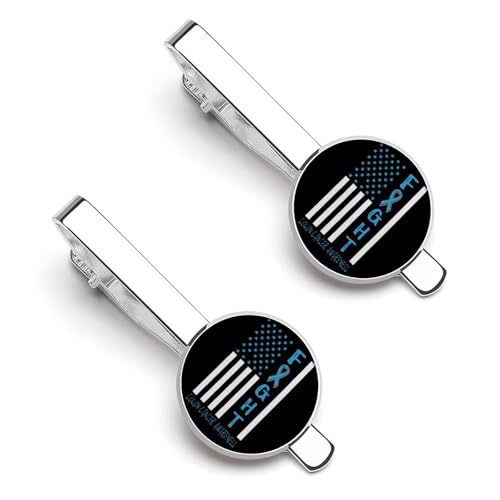 Fermacravatta da uomo Breast Cancer Warrior Support Squad Colon Cancer, fermacravatta rotondo e gemelli per accessori di abbigliamento di lusso, 2 pezzi