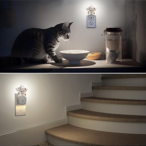 Image of Vintage Flower Night Lights Plug into Wall with Dusk to Dawn Sensor,Lamp for Bedroom Bathroom Hallway Nightlight for Women Girls