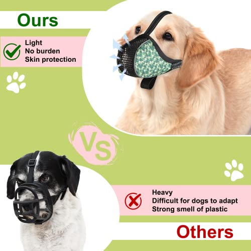 Dog Muzzle, Soft Dog Muzzle For Large Dogs Mask Anti Biting Chewing Licking Breathable No Bark Muzzle Mesh Printed Full Coverage Muzzle With Anti-Falling Accessory For Small Medium Large Sized Dog S #TOP2