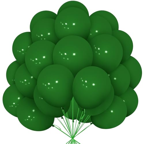 Luftballons Grüne, 30 Stück 12 Zoll Dunkelgrüne Luftballons Matt Dunkelgrüne Ballons mit Ballonband für Mädchen Jungen Geburtstag Brautdusche Babyparty Safari Jubiläum Dschungelparty Dekorationen