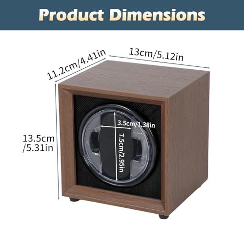 AYYDS Remontoir de montre en bois de noyer - 1 montre automatique - Boîte à montres - Ultra silencieux - Lumière d'ambiance LED - 2 vitesses, gris, 1 Uhr – vue 5