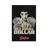Scarface Motivational Art - Money Bills Wall Canvas, 16x24inch (40x60cm), Unframed Style for Home, Bedroom, Living Room Decor