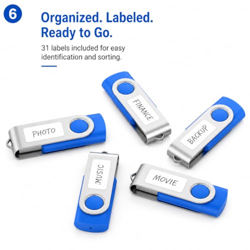 Image of Enfain Swivel USB Flash Drive 10 Pack, Blue Thumb Drives with Labels and Gift-Ready Box, 16GB USB 2.0 for Office, Classroom, Training, Team File Sharing