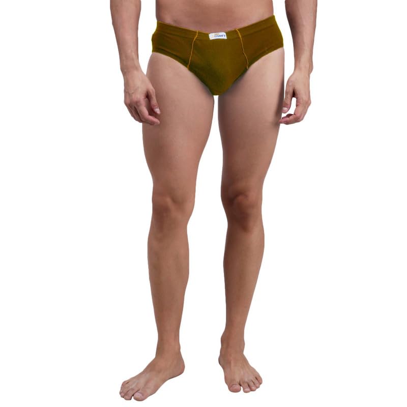 Men's Solid Cotton Briefs with Soft Waistband (Color - Light Brown)-image-0