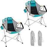 KingCamp Hammock Camping Chairs, Swinging Portable Camp Chairs for Adults, 400lbs Heavy Duty Oversized Folding Rocking Chair with Adjustable Recline, Aluminum Alloy Frame for Outdoor Patio Beach Sport