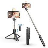 Selfie Stick LED Light with Tripod Stand & Phone Holder & Bluetooth Remote, Rechargeable Dimmable...