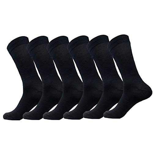 MENS BLACK DRESS COTTON BLEND 6 PAIRS FORMAL/SUIT/CASUAL OR UNIFORM SOCKS 10-132