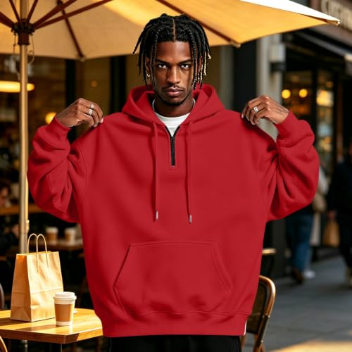 Hooded Sweatshirt Men Comfy Quarter Zip Pullover Sweatshirt Sweat Shirts - image 2
