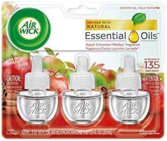 Air Wick Scented Oil Air Freshener, Apple Cinnamon Medley Scent, Triple Refills, 0.67 Ounce (Pack of 6)
