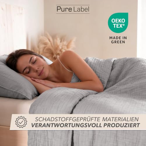 Pure Label Musselin Bettwäsche 6tlg 2x155x220+2x80x80+2x40x80 Grau – Ansicht 6