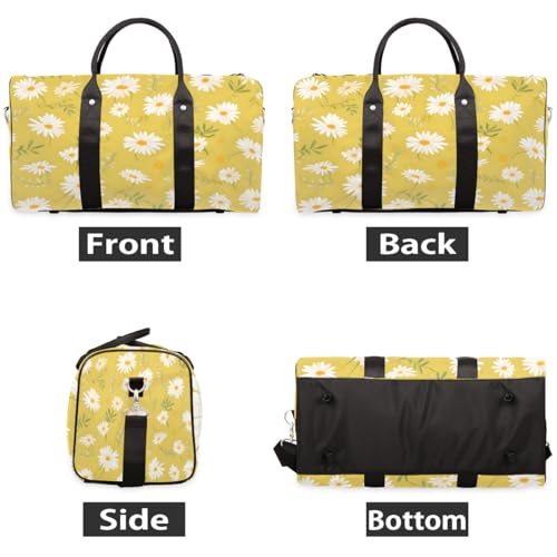 Daisy Travel Duffle Bag, Sports Gym Bags for Women Men, Carry On Weekender Overnight Bag, Spring Floral Workout Hospital Airplane Trips Bag2
