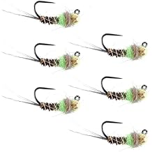 The Fly Fishing Place Tungsten Bead Hot Spot Pheasant Tail Tactical Jig Chartreuse Czech Nymph Euro Nymphing Fly - 6 Flies Size 12
