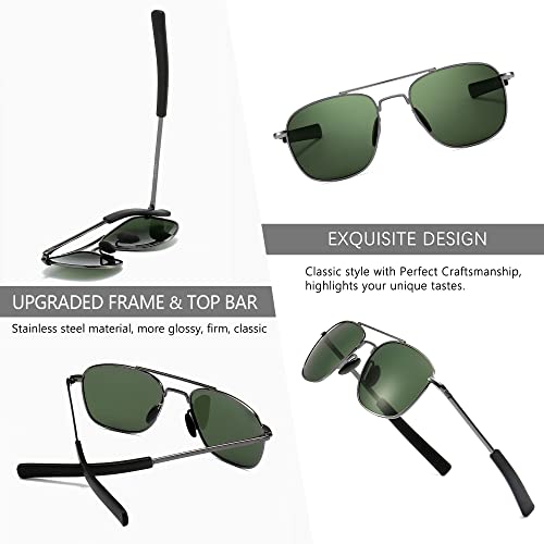 Image of SUNGAIT Men's Military Style Polarized Pilot Aviator Sunglasses - Bayonet Temples