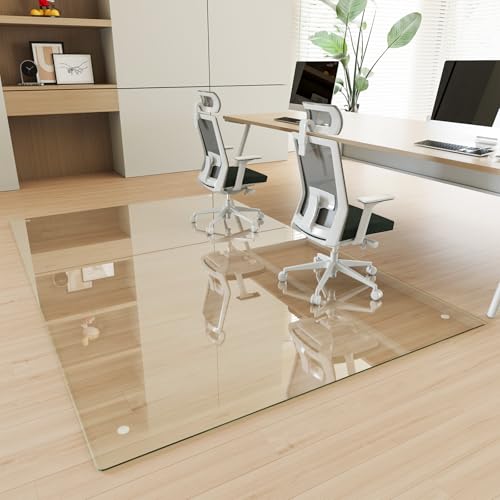 Image of [Tempered Glass] 48 inch x 72 inch Glass Office Chair Mat for Carpet