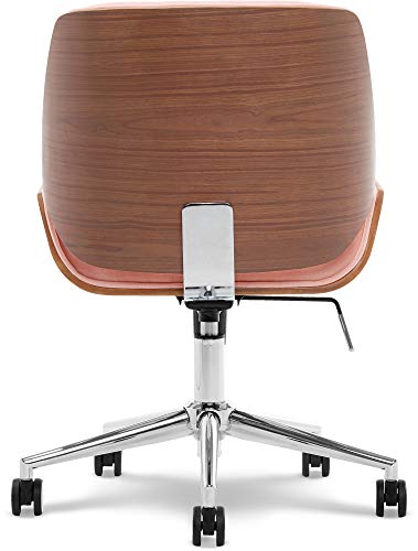 Elle Decor Ophelia Low-Back Task Modern Bentwood Home Office Armless Desk Chairs In Chrome Finish, French Pink 22.75D X 22W X 44H In #TOP7