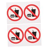 TIDTALEO 4個禁止飲食警告ステッカー 製 室内外適用 おしゃれなデザインで