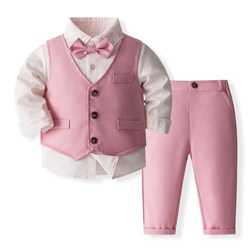 Image of Baby Boys' 4-Piece Tuxedo Set with Dress Shirt, Vest, Pants, and Tie