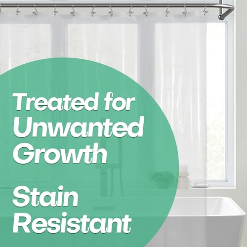 Mrs Awesome Extra Long Shower Curtain Liner 96 Length Ceiling to Floor XL PEVA Plastic Shower Curtain for Bathroom Lightweight & Waterproof 72 x 96 Clear