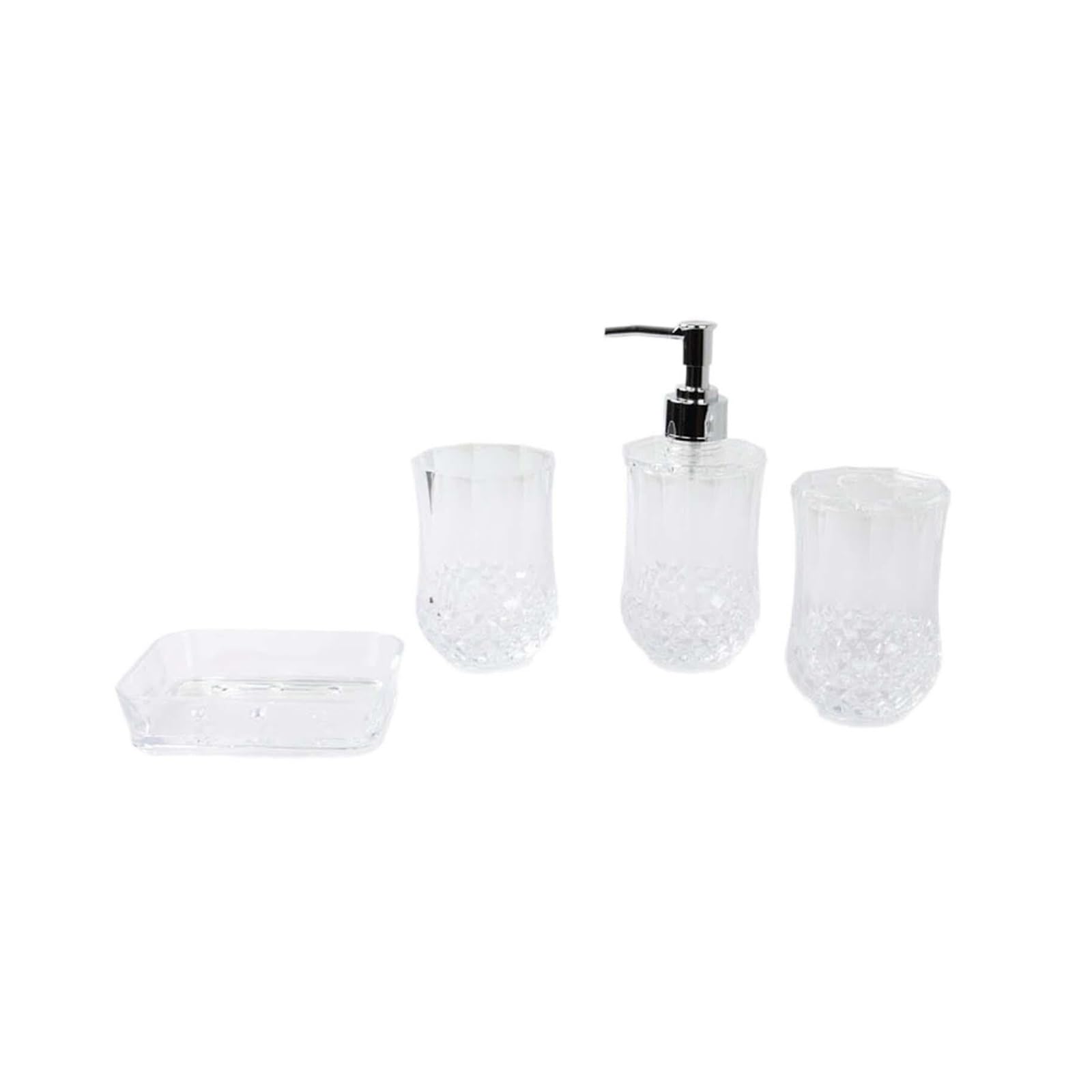 Set di accessori per il bagno Porta sapone, dispenser for articoli da toeletta, moderno, collutorio, tazza, decorazione banco, costiera Arredamento per gli affittuari(White)